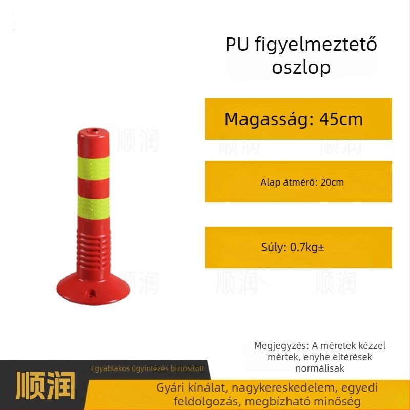 Műanyag figyelmeztető oszlop közúti biztonságra, reflexív felülettel, elválasztó és ütközésvédő oszlop, PU elasztikus oszlop