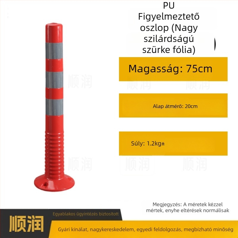 Műanyag figyelmeztető oszlop közúti biztonságra, reflexív felülettel, elválasztó és ütközésvédő oszlop, PU elasztikus oszlop