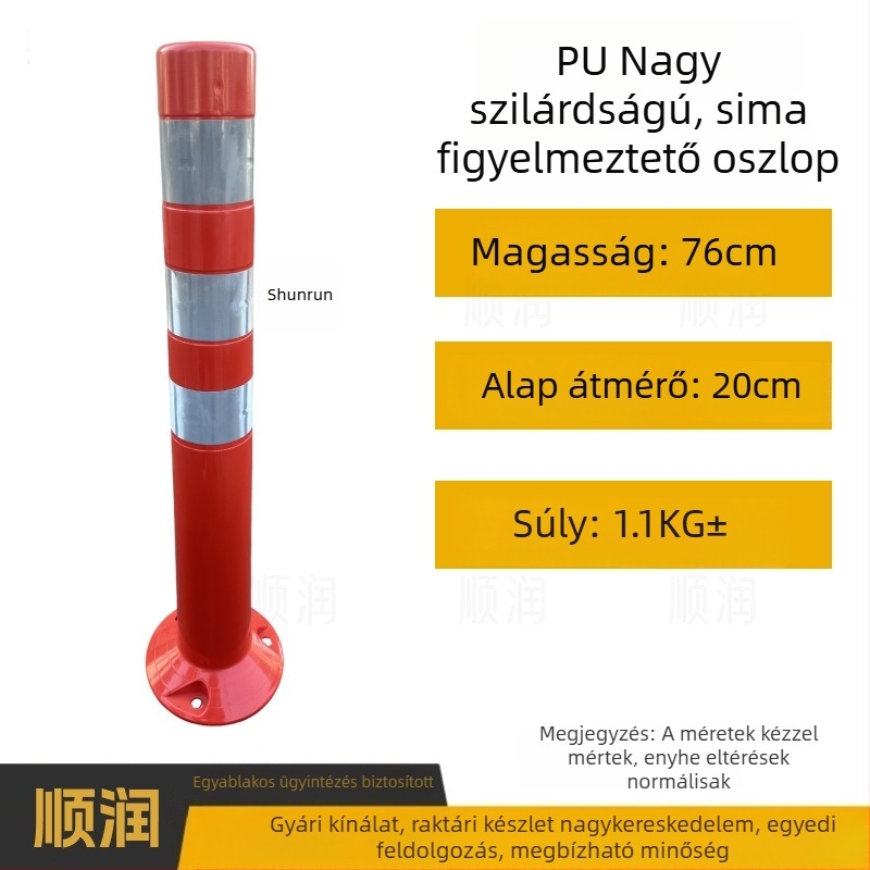 Műanyag figyelmeztető oszlop közúti biztonságra, reflexív felülettel, elválasztó és ütközésvédő oszlop, PU elasztikus oszlop