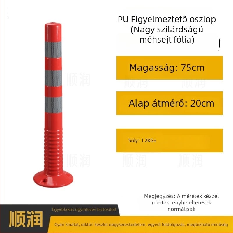 Műanyag figyelmeztető oszlop közúti biztonságra, reflexív felülettel, elválasztó és ütközésvédő oszlop, PU elasztikus oszlop