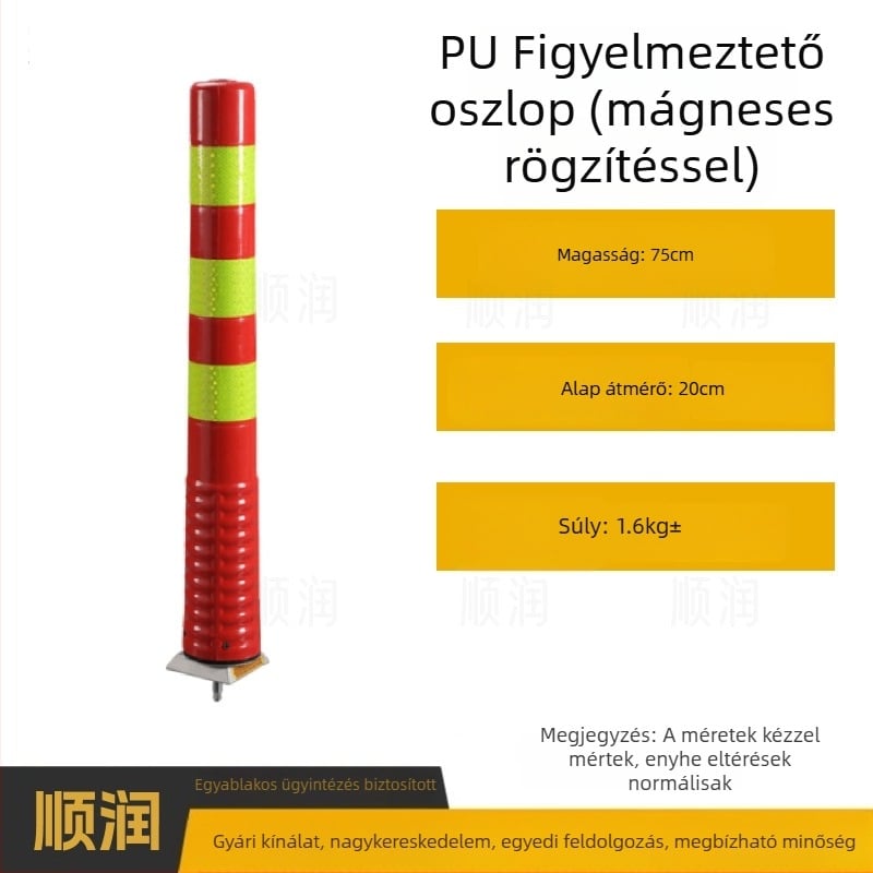 Műanyag figyelmeztető oszlop közúti biztonságra, reflexív felülettel, elválasztó és ütközésvédő oszlop, PU elasztikus oszlop