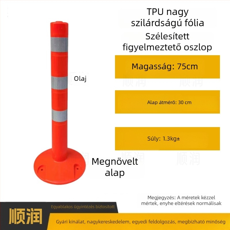 Műanyag figyelmeztető oszlop közúti biztonságra, reflexív felülettel, elválasztó és ütközésvédő oszlop, PU elasztikus oszlop