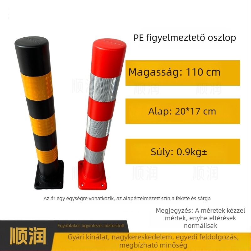 Műanyag figyelmeztető oszlop közúti biztonságra, reflexív felülettel, elválasztó és ütközésvédő oszlop, PU elasztikus oszlop