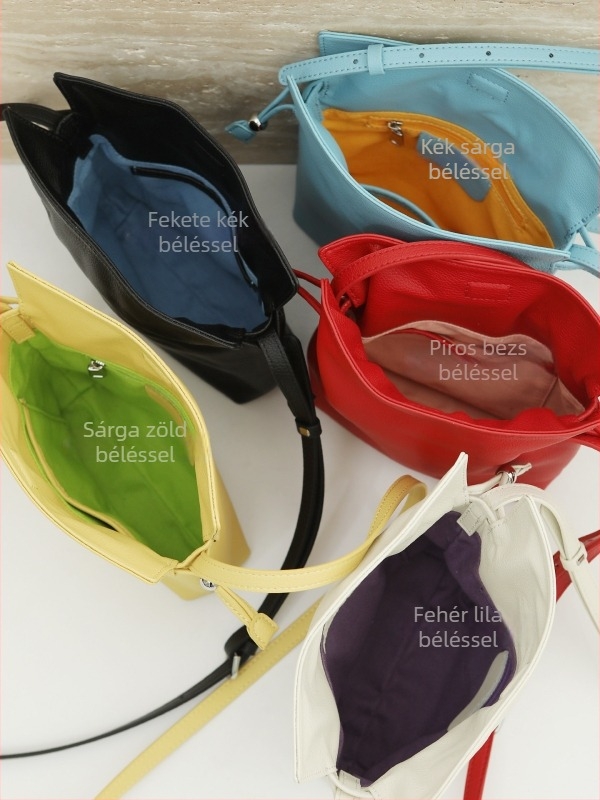 Női drawstring kosárka táska, kis méretű, valódi bőr, egy váll- és keresztpánttal, városi minimalistikus stílus, 2026