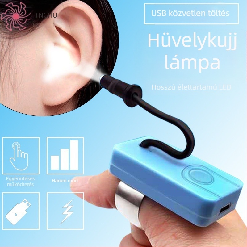 USB-töltéses fültisztító eszköz ujjfénnyel