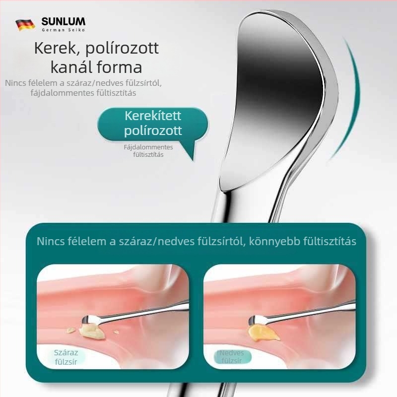 Nemesacél fültisztító kanál, felnőtteknek