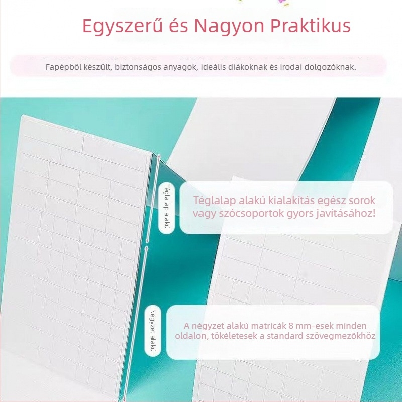 Öntapadós korrekciós lapok gyerekeknek rajzolt mintákkal, nagy kapacitású, tartós