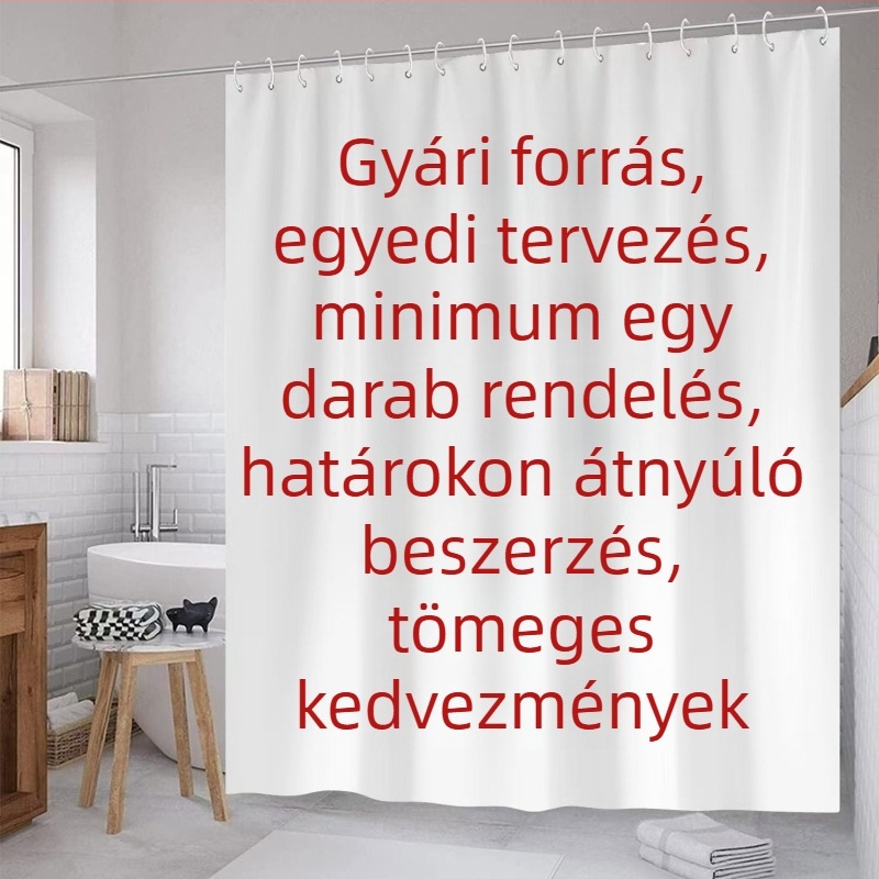 3D nyomtatott zuhanyfüggöny, vízálló poliészterből, fúrás nélküli szerelés