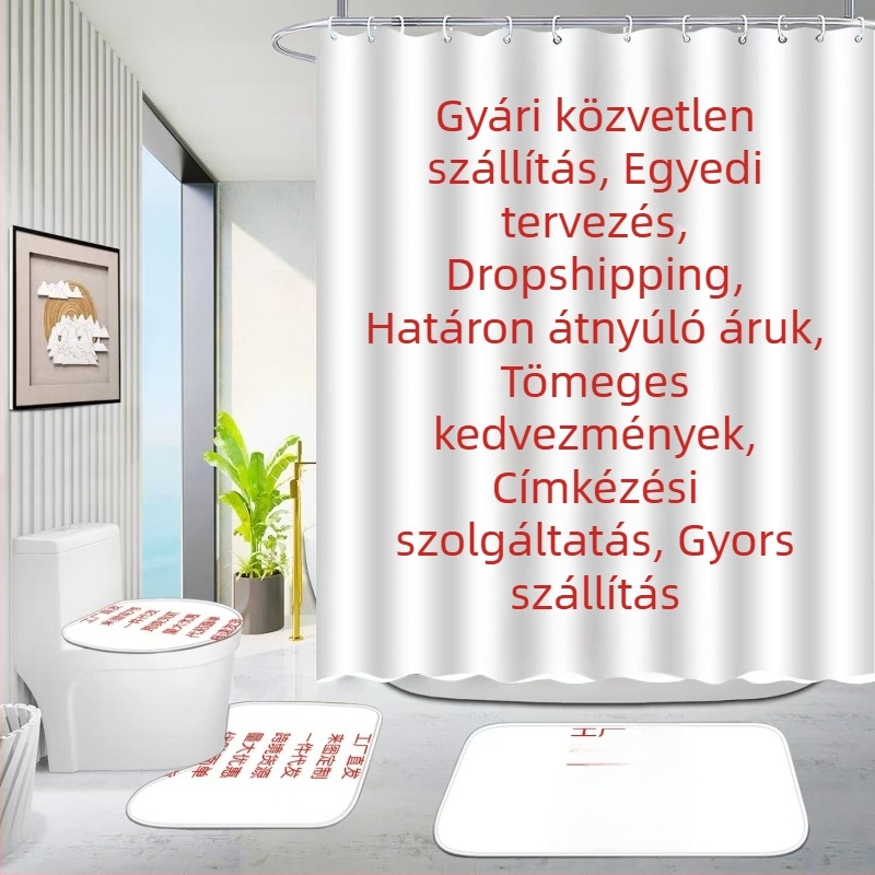 3D nyomtatott zuhanyfüggöny, vízálló poliészterből, fúrás nélküli szerelés