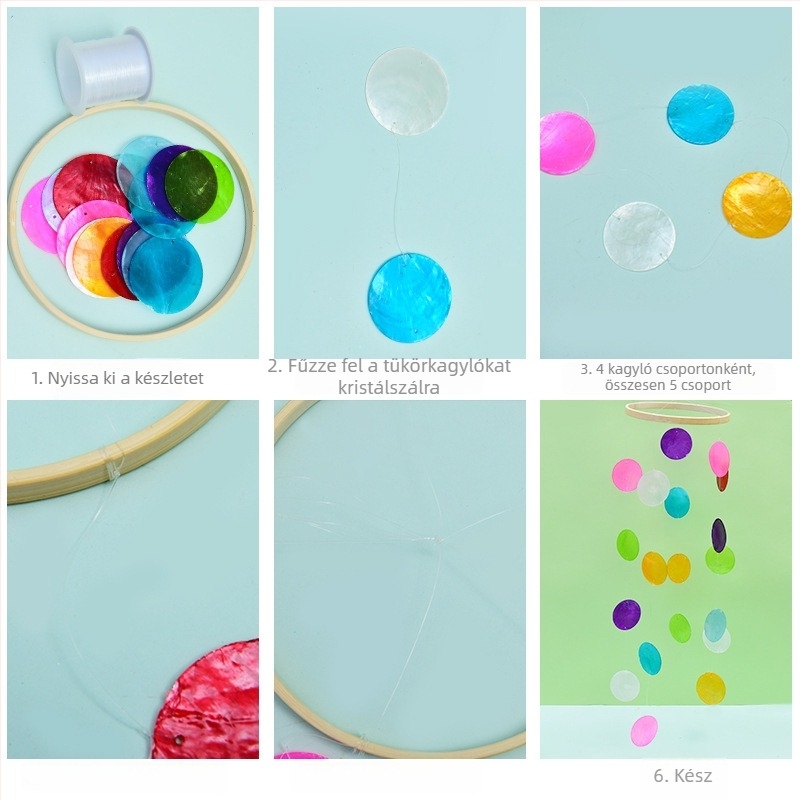 DIY készlet tükrös kagylókból készült szélcsengőhöz gyerekeknek