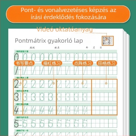 Óvodásoknak szóló digitális másolókönyv: vonalsorrend, radikálisok, Pinyin, tollkontroll, kezdők gyakorlófüzete
