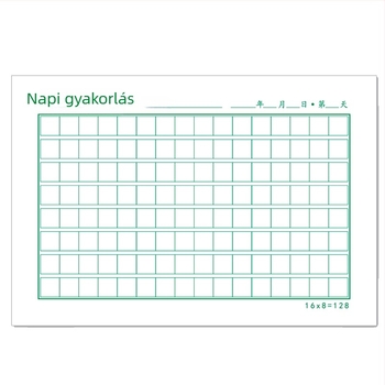 Kemény tollkaligráfiához írásgyakorló lap, kockás kis notesz, általános iskolások számára