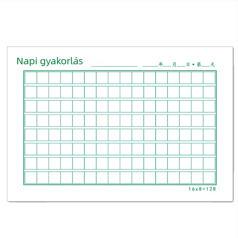 Kemény tollkaligráfiához írásgyakorló lap, kockás kis notesz, általános iskolások számára