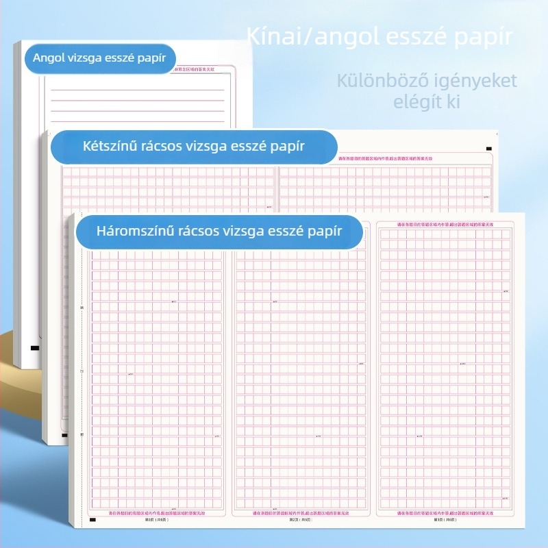 A3-as kínai íráshoz papír Gaokao vizsgára, közép- és általános iskolások számára, 800 négyzetes írófelület