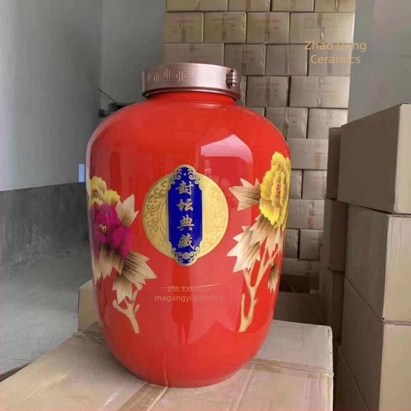 Jingdezhen antik boros tartály, 50–60 jin, kerámia búzaszálból, nagy nyílású, háztartási használatra, zárható