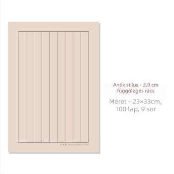 Kis betűkész kaligrafia gyakorlópapír nyolcsoros négyzetrácsos mintával, antik rizspapíron