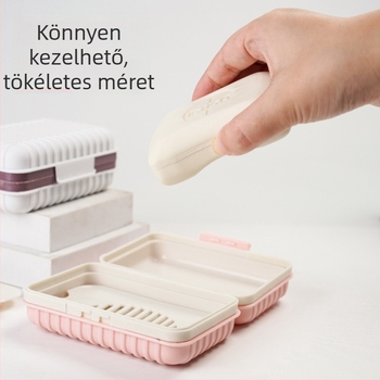 Fali szerelhető, négyszögletes utazószappantartó fedéllel – vastagított dizájn a fürdőszobába