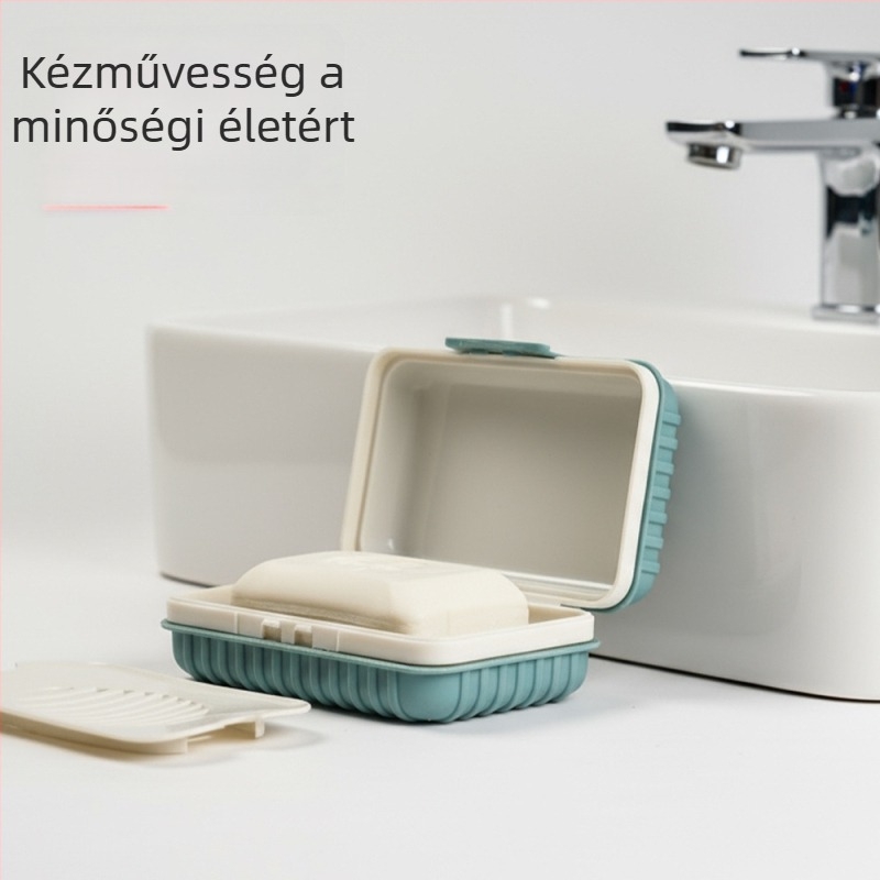 Fali szerelhető, négyszögletes utazószappantartó fedéllel – vastagított dizájn a fürdőszobába