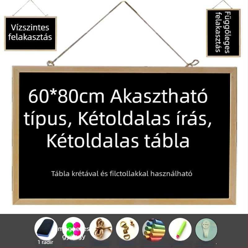 60 × 80 cm-es fa mágneses kétoldalas krétatábla gyerekeknek és irodai használatra