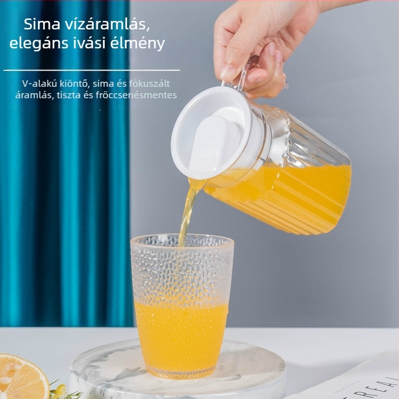 Akril csíkos kancsó, műanyag hidegvíz-kancsó, nyolcszögletű formájú, teához és italokhoz, hőálló