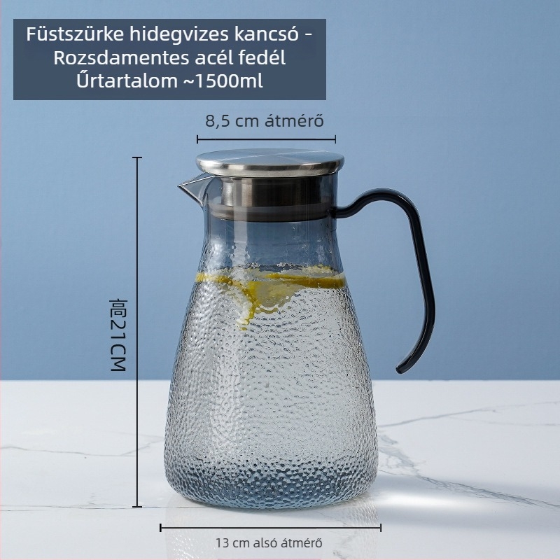 Akril csíkos kancsó, műanyag hidegvíz-kancsó, nyolcszögletű formájú, teához és italokhoz, hőálló