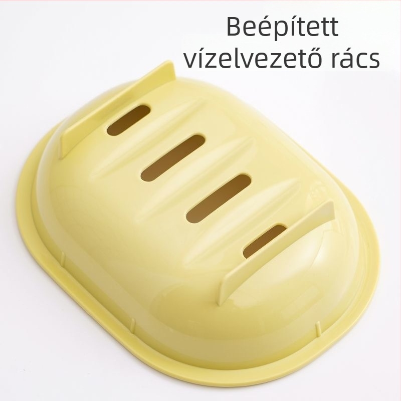 Kétszintes ovális szappantartó leeresztő tálcával, egyszínű dizájnnal, fürdőszobába és kollégiumba