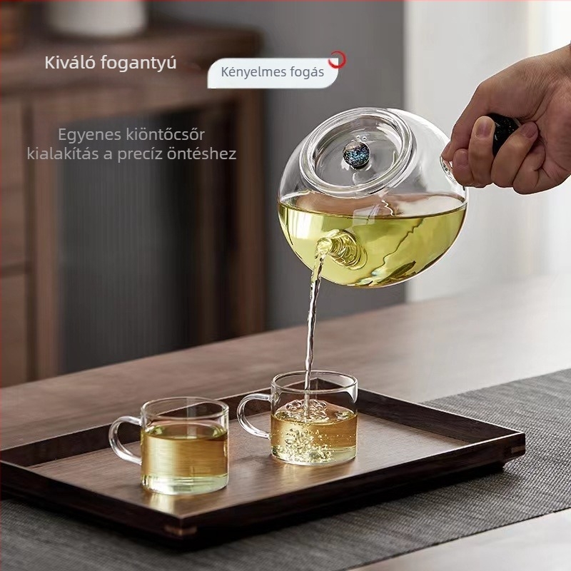 Oldalsó fogantyús teáskanna boroszilikát üvegből, otthoni használatra, teafőzéshez a tűzhelyen, csillagos ég dizájn, vastag üveg