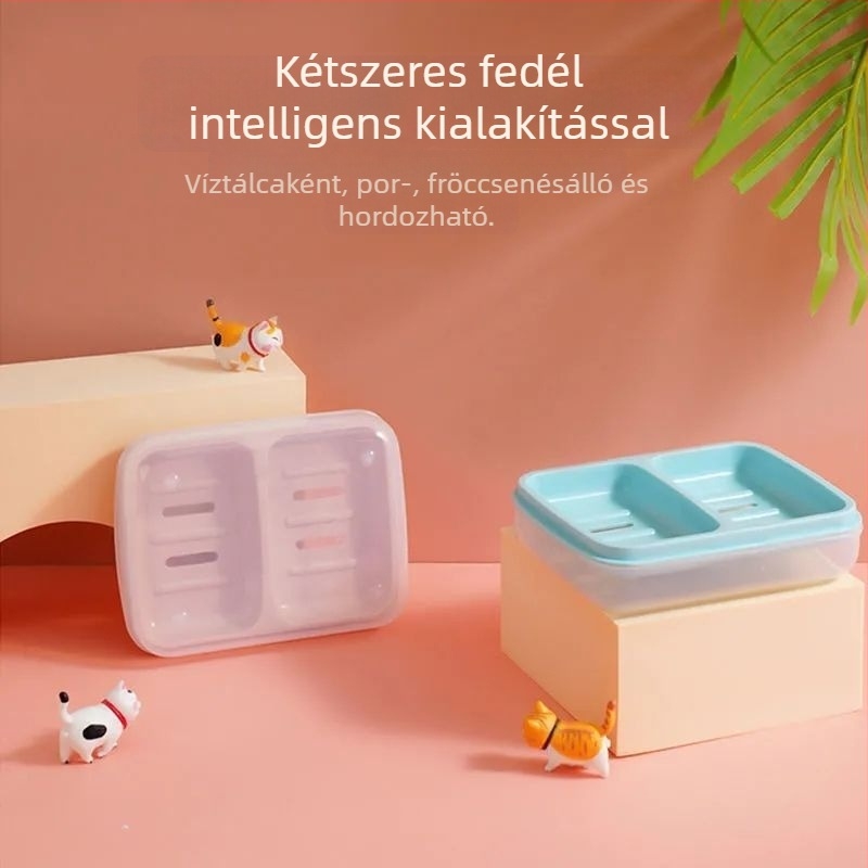 Két rétegű lefolyóval ellátott háztartási szappontartó, két rekesz, nagy méretű, vízálló și strapabíró