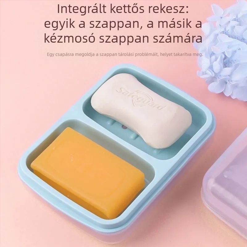 Két rétegű lefolyóval ellátott háztartási szappontartó, két rekesz, nagy méretű, vízálló și strapabíró