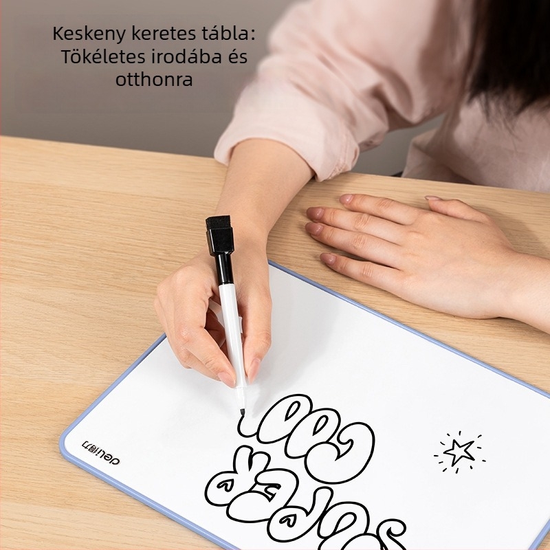 Deli MB134/135 Asztali mágneses fehér tábla tartóval, törölhető, kétoldalas