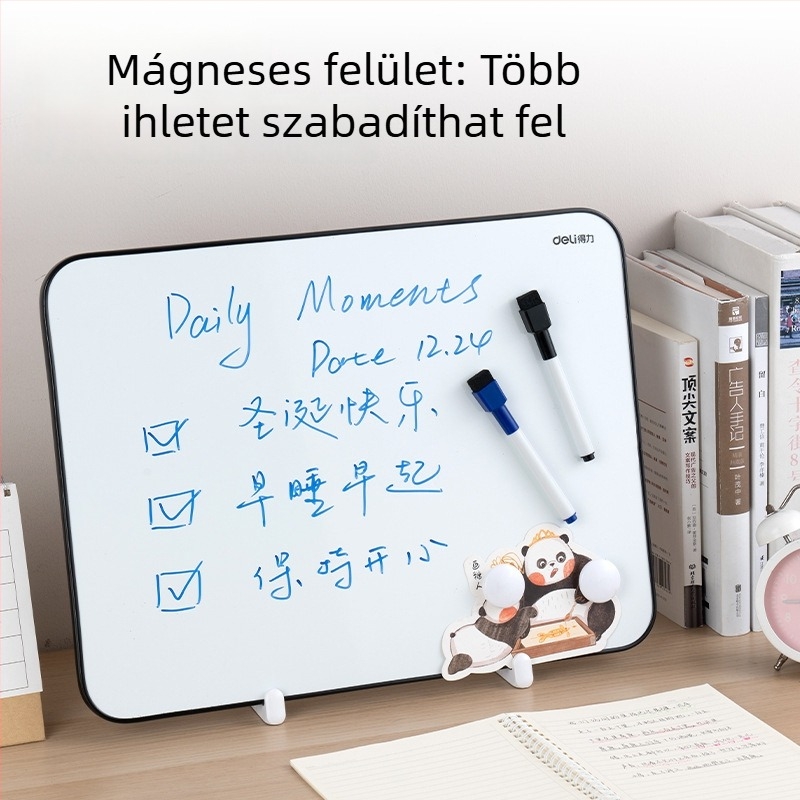 Deli MB134/135 Asztali mágneses fehér tábla tartóval, törölhető, kétoldalas