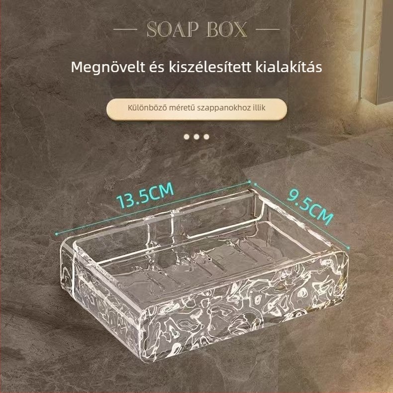 Fali szappantartó doboz lefolyóval, fürdőszobába, fúrás nélkül