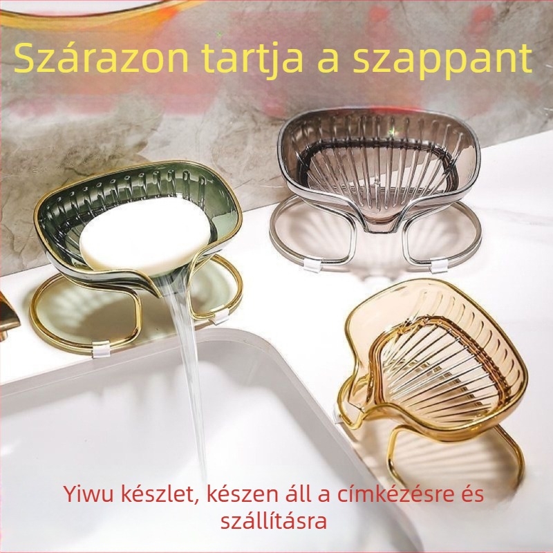 Szappan-doboz és szappan tároló állvány, otthoni használatra, fúrás nélkül, elegáns csepegtető állvány