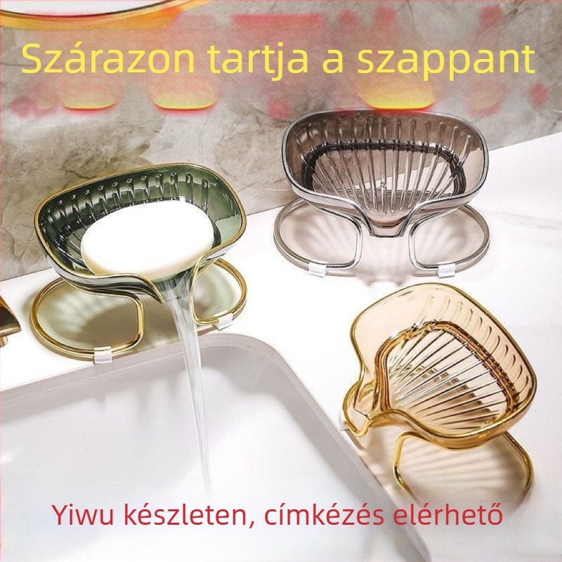 Szappan-doboz és szappan tároló állvány, otthoni használatra, fúrás nélkül, elegáns csepegtető állvány