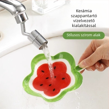 Kerámia szappantál csepegtetővel, fúrás nélkül, fürdőszobai mosdópulthoz