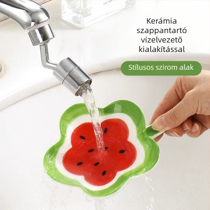 Kerámia szappantál csepegtetővel, fúrás nélkül, fürdőszobai mosdópulthoz