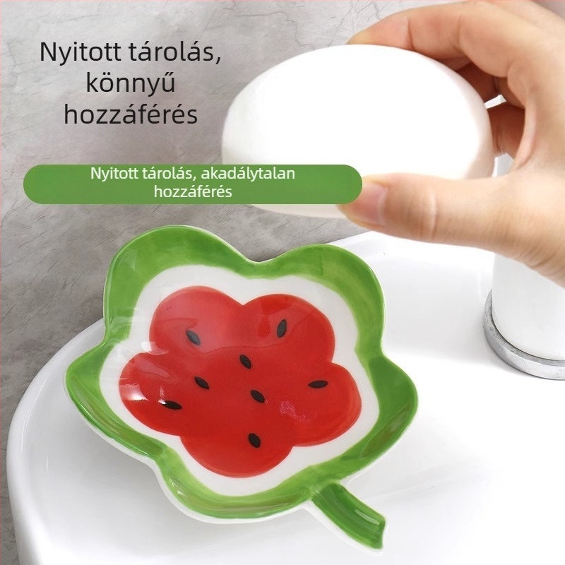 Kerámia szappantál csepegtetővel, fúrás nélkül, fürdőszobai mosdópulthoz