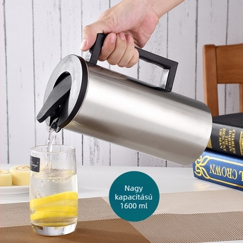 Koreai stílusú rozsdamentes acél hidegvíz-kanna, 1,6 L, egyszintes kivitel, gyümölcslé, tea és italok