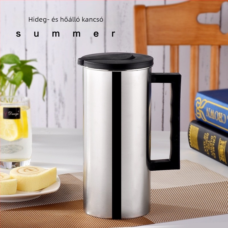 Koreai stílusú rozsdamentes acél hidegvíz-kanna, 1,6 L, egyszintes kivitel, gyümölcslé, tea és italok
