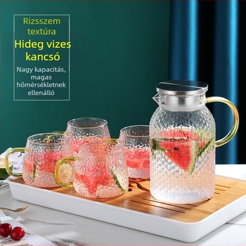 Yu Hao Hidegvíz Teáskanna, Nagy Kapacitás, Rizsszem Mintázat, Magas Boroszilikát Üveg, Hőálló, Robbanásbiztos, Ideális gyümölcslevekhez és italokhoz