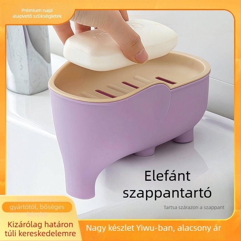 Elefánt formájú fürdőszobai szappantartó, lecsöpögtetővel