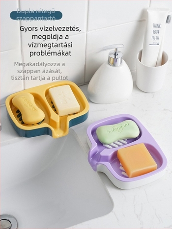 Kétszintes leeresztő szappantartó, falra szerelhető a fürdőszobában