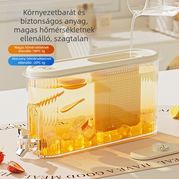 Műanyag hidegvíz-kancsó csappal és fedővel, nagy kapacitású, hőálló, gyümölcs tea és italok kiszolgálására