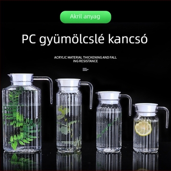 1,1 L akril kancsó hideg vízhez — csíkos mintájú PC anyagból, ideális gyümölcslevekhez és italokhoz bárhoz és teázáshoz, törésálló