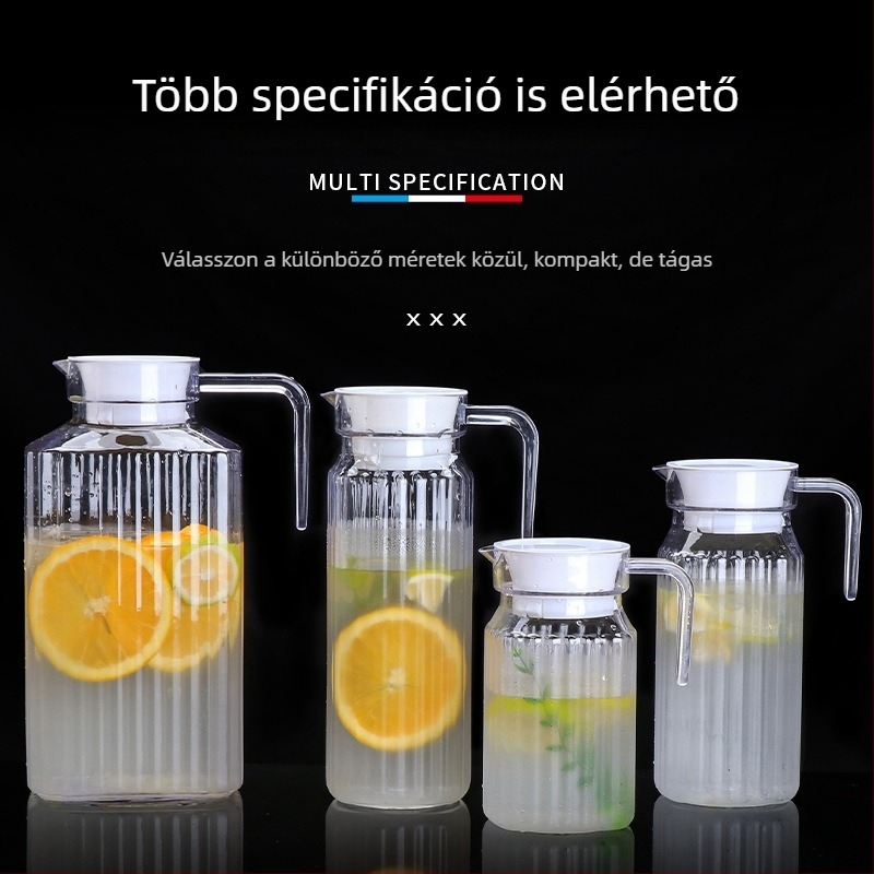 1,1 L akril kancsó hideg vízhez — csíkos mintájú PC anyagból, ideális gyümölcslevekhez és italokhoz bárhoz és teázáshoz, törésálló
