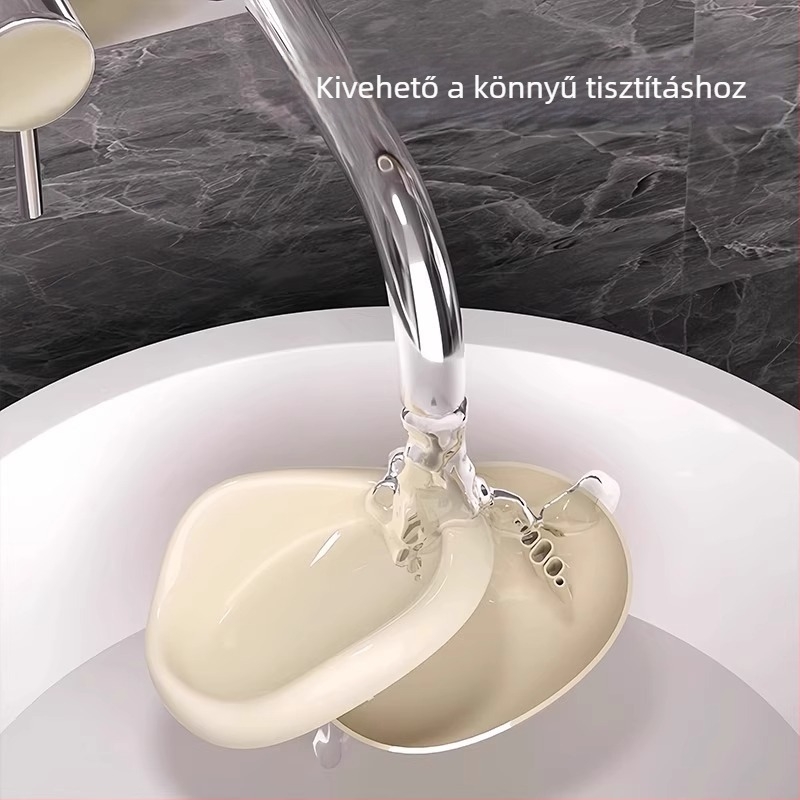 Falra szerelhető szappantartó vízelvezetéssel, fúrás nélküli telepítéshez, otthoni fürdőszobához, bájos dizájn, multifunkcionális kis szappan-tartó doboz