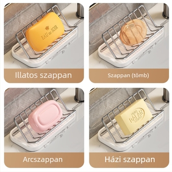 Új rozsdamentes acél szappantartó otthoni használatra, kreatív leeresztő állvány a fürdőszobai pulthoz
