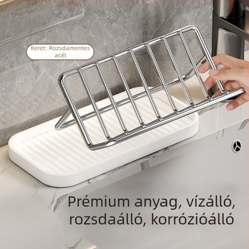 Új rozsdamentes acél szappantartó otthoni használatra, kreatív leeresztő állvány a fürdőszobai pulthoz