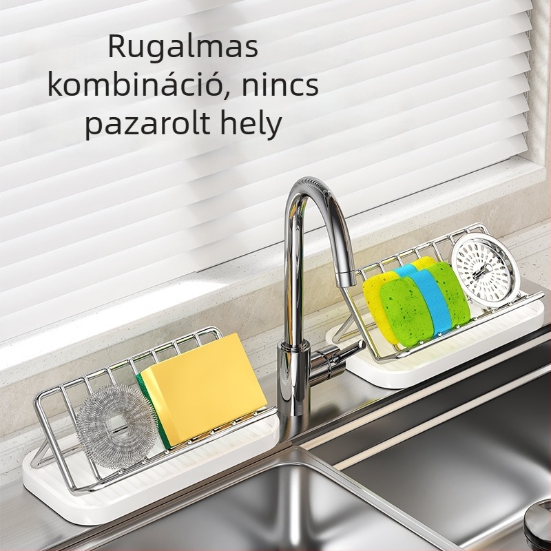 Új rozsdamentes acél szappantartó otthoni használatra, kreatív leeresztő állvány a fürdőszobai pulthoz