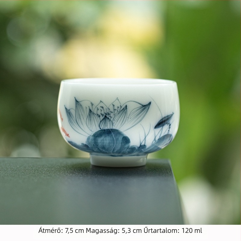 Kézzel festett jáde porcelán teáscsésze Gongfu teához, kerámia al-glazúros meditációs pohár, luxus jégfehér porcelán teáscsésze
